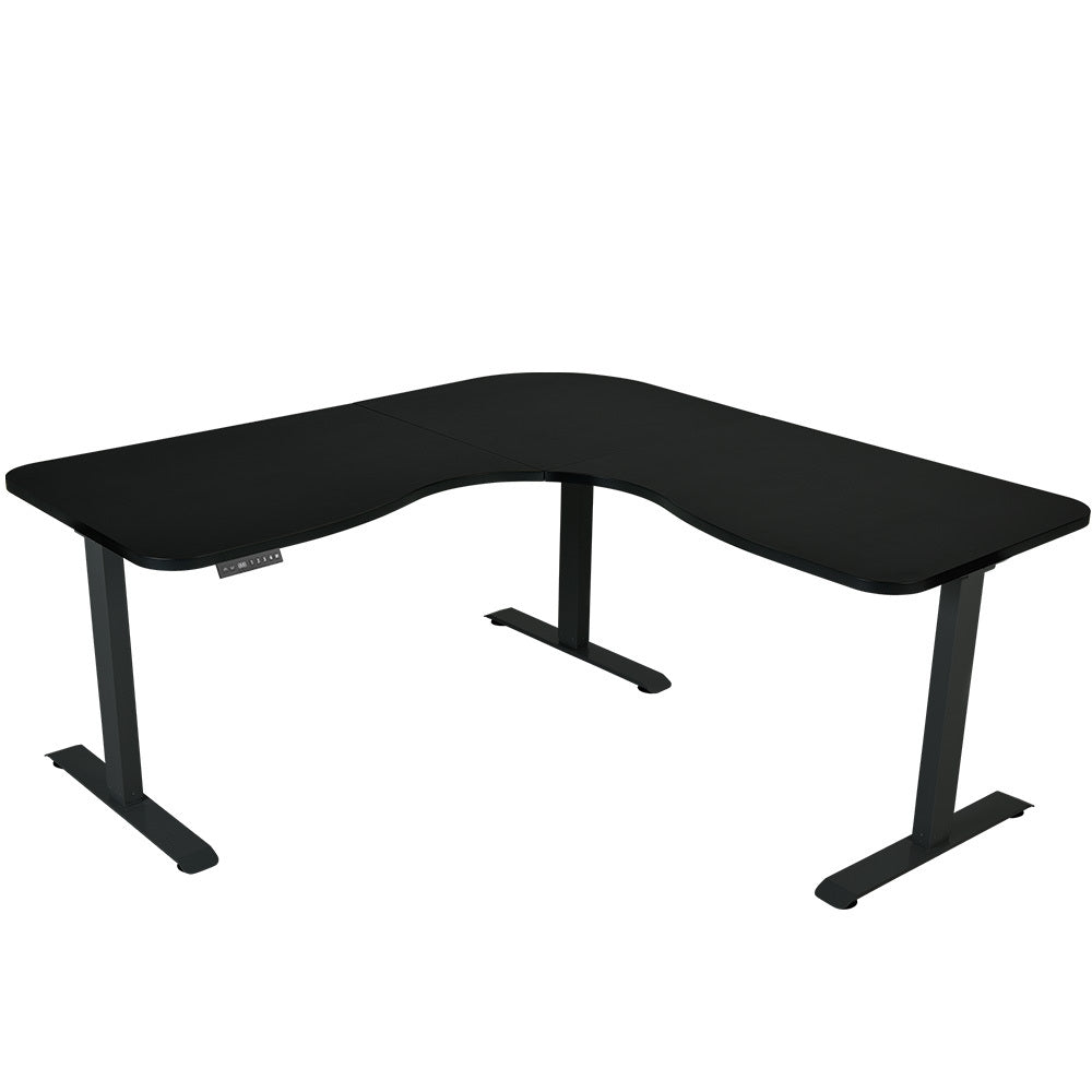 FORTIA 173cm Electric Corner Standing Desk – Triple Motor, Black Frame
