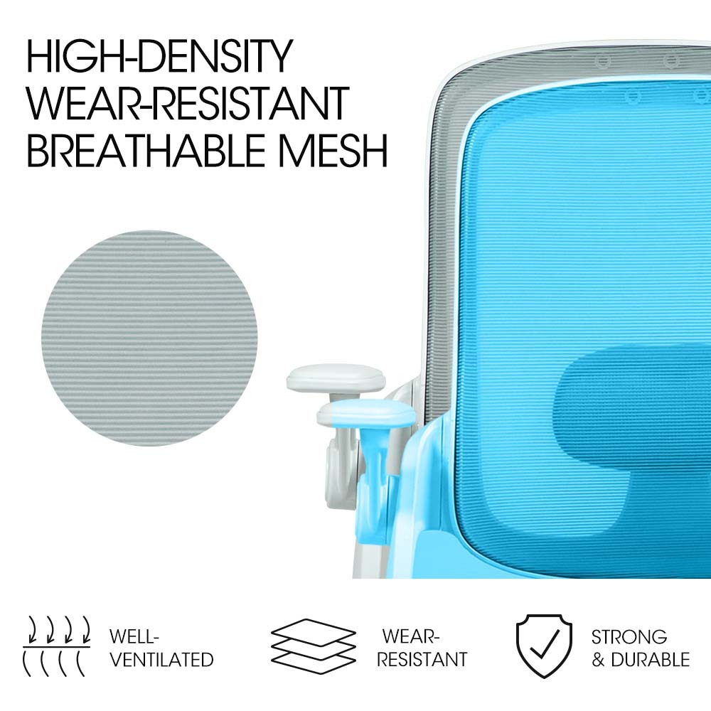 Fortia Ergonomic Desk Chair – Coolmesh Fabric, Grey/White, Adjustable Recline