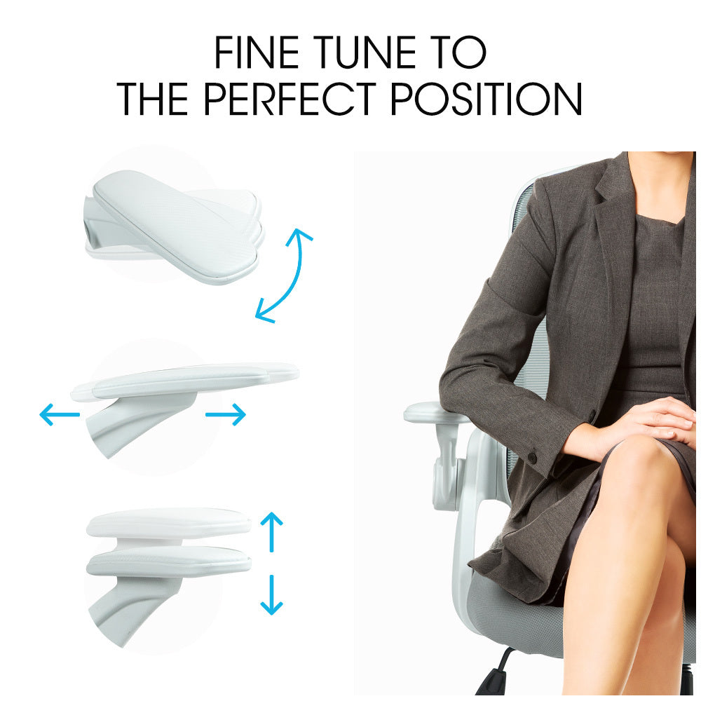 Fortia Ergonomic Desk Chair – Coolmesh Fabric, Grey/White, Adjustable Recline