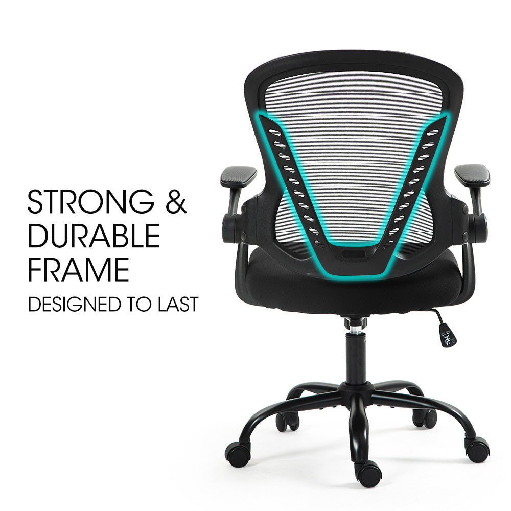 FORTIA Ergonomic Office Chair – Coolmesh Fabric, Adjustable Recline, Black/Black