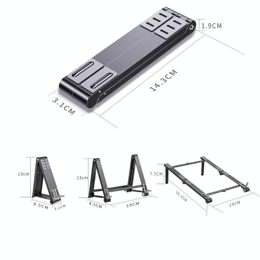 Foldable Metal Laptop Cooling & Ergonomic Stand – Gray