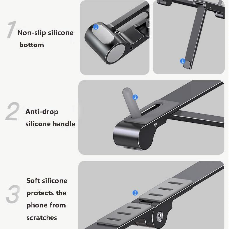 Foldable Metal Laptop Cooling & Ergonomic Stand – Gray