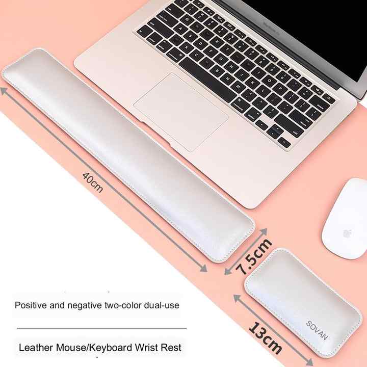 Blue & Yellow PU Leather Keyboard & Mouse Wrist Rest Set