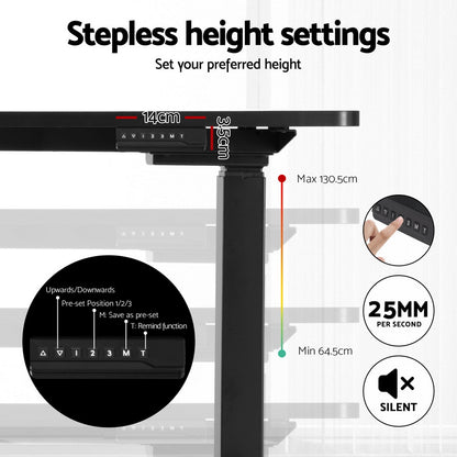 Artiss 160cm L-Shape Motorized Standing Desk - Black