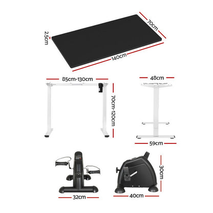 Artiss 140cm Electric Standing Desk with Pedal Exercise Bike