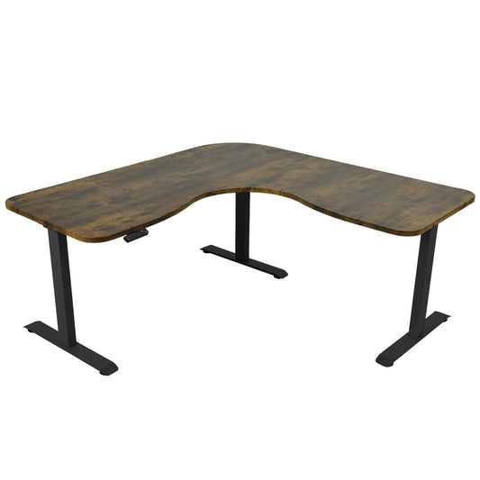 FORTIA 3-Motor Corner Standing Desk – 173x173cm, Walnut/Black