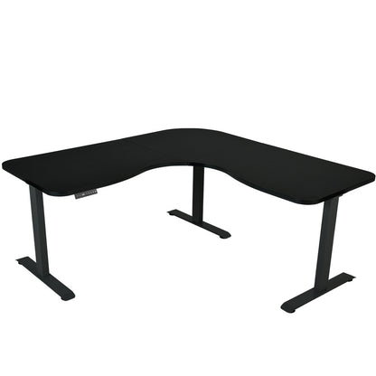 FORTIA 173cm Electric Corner Standing Desk – Triple Motor, Black Frame