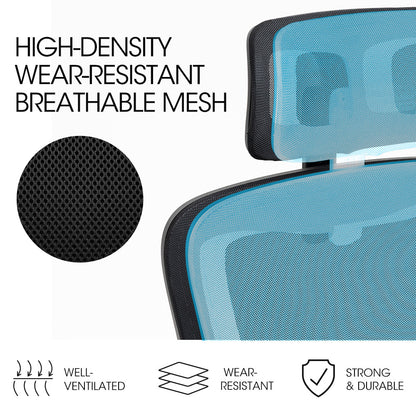 FORTIA Ergonomic Office Chair – Mesh Fabric, Retractable Armrests, Black