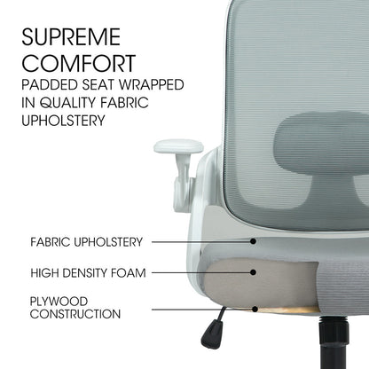 Fortia Ergonomic Desk Chair – Coolmesh Fabric, Grey/White, Adjustable Recline