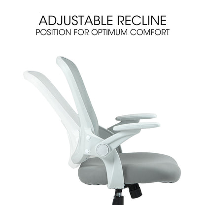 Fortia Ergonomic Desk Chair – Coolmesh Fabric, Grey/White, Adjustable Recline