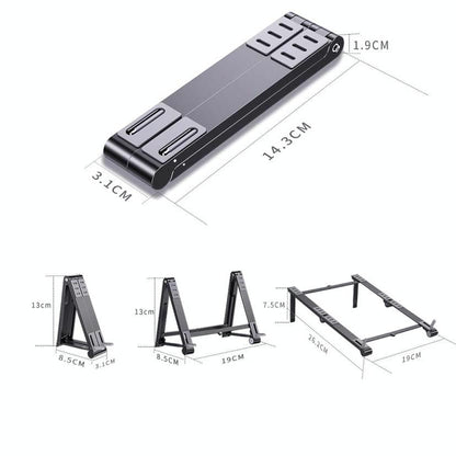Foldable Metal Laptop Cooling & Ergonomic Stand – Gray