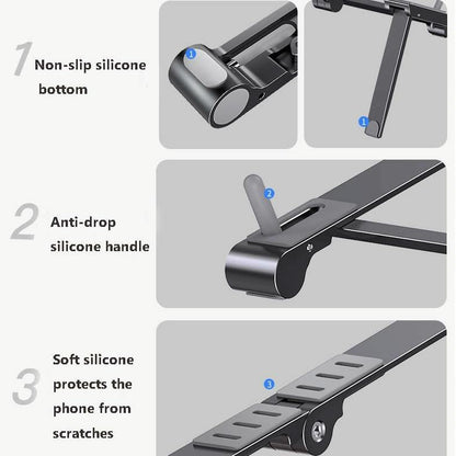 Foldable Metal Laptop Cooling & Ergonomic Stand – Gray