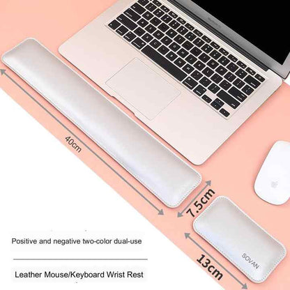 Blue & Yellow PU Leather Keyboard & Mouse Wrist Rest Set